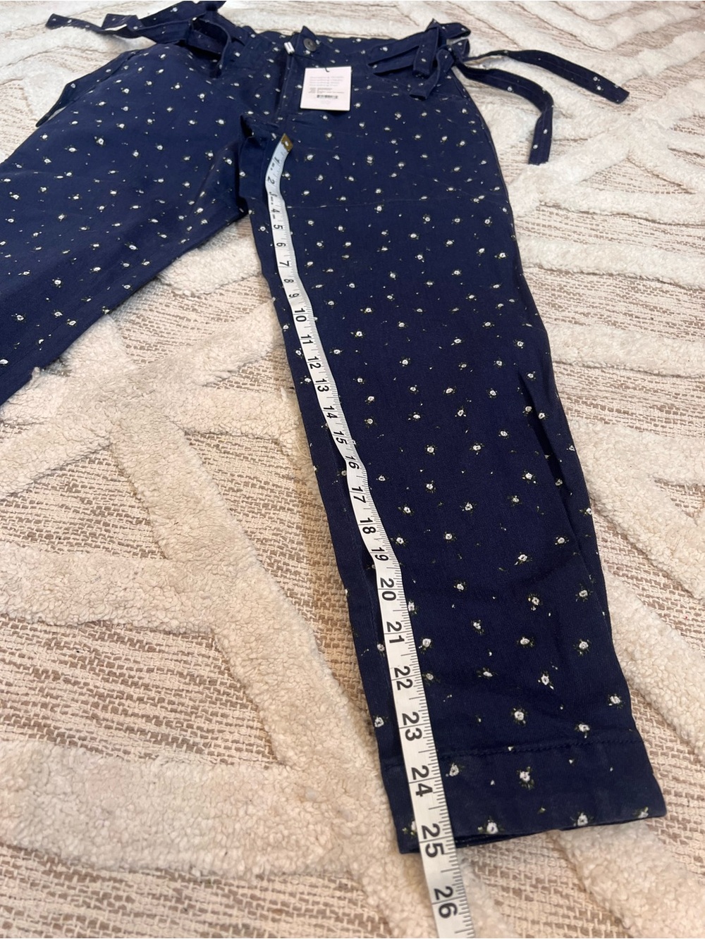Something Ny Cotton Sydney Side Tie Denim Ankle Navy/Floral Jean Sz 4 NWT! - Picture 6 of 7